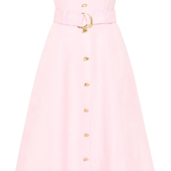 AJE Clay Belted Midi Dress in Pastel Pink, AU 6 / US 2 - Picture 3 of 13